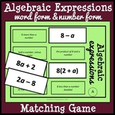 Algebraic Expressions: Word Form & Number Form Number Sort