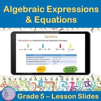 Preview of Algebraic Expressions and Equations | 5th Grade PowerPoint Lesson Slides