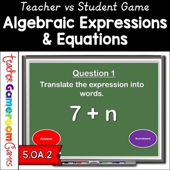 Preview of Algebraic Expressions and Equations Powerpoint Game