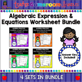 Algebraic Expressions and Equations Worksheets Set