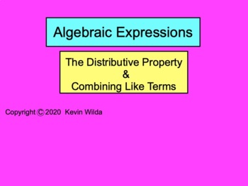 Preview of Algebraic Expressions (distribute & combine)