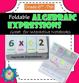 Preview of Algebraic Expressions (vocabulary) Foldable PDF + EASEL