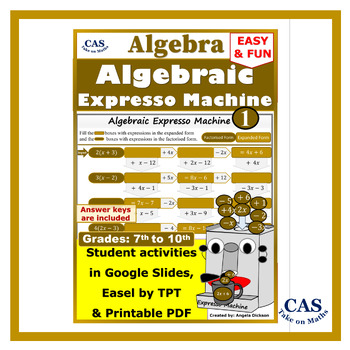 Preview of Algebraic Expresso Machines 1 - Expand & Factorise Algebraic Expressions