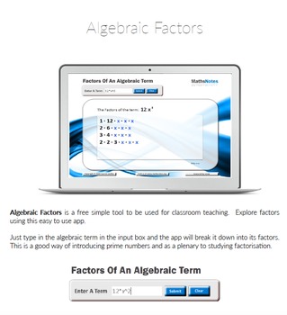 Preview of Algebraic Factors Software with Instructions