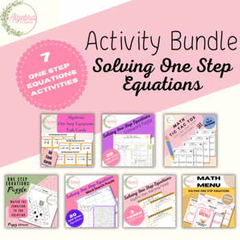 Preview of Algebraic One Step Equations Activity Bundle