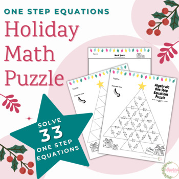 Preview of Algebraic One Step Equations Holiday Math Puzzle //  Christmas Tree