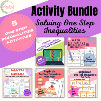Preview of Algebraic One Step Inequalities Math Activities Bundle