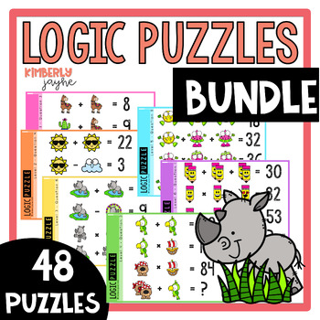 Preview of Math Logic Puzzles 1st Grade - 6th Grade Enrichment BUNDLE Volume One