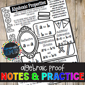 Preview of Algebraic Proof Guided Notes and Practice Worksheet | Geometry