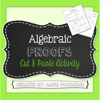 Preview of Algebraic Proofs (Equations with Distributive Property) Cut and Paste Activity