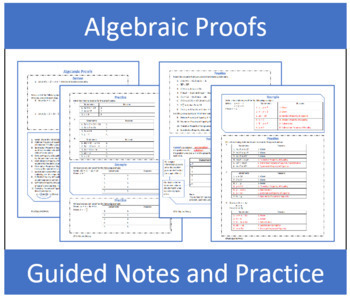Preview of Algebraic Proofs Guided Notes and Practice