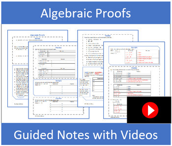 Preview of Algebraic Proofs Guided Notes with video