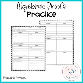 Preview of Algebraic Proofs Practice