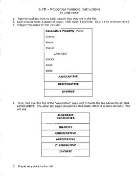 Preview of Algebraic Properties Foldable