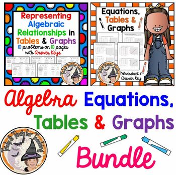 Preview of Algebraic Relationships Tables Graphs Equations BUNDLE