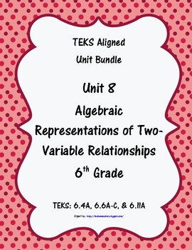 Preview of Algebraic Rep. of Two-Variable Relationships-(6thGradeMathTEKS 6.4A,6.6A-C&6.11)