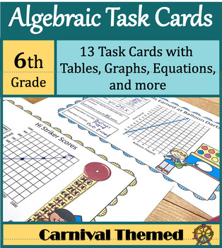 Preview of Algebraic Representations Task Cards - Carnival Themed 