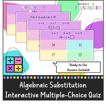Preview of Algebraic Substitution - Multiple Choice PowerPoint Quiz