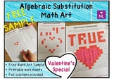 Algebraic Substitution Valentine's Math Art Worksheet