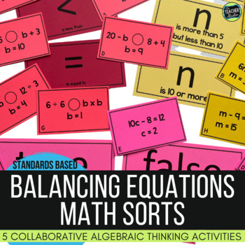 Preview of Algebraic Thinking Math Sorts - Balancing Equations and Algebraic Expressions