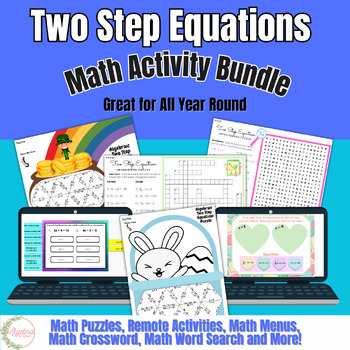 Preview of Algebraic Two Step Equations Math Activity Bundle