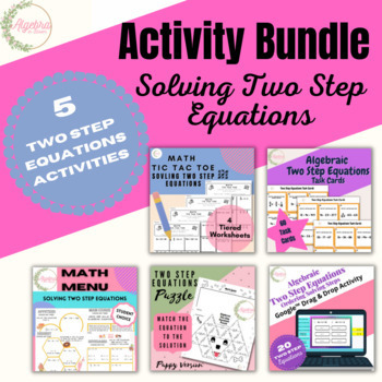 Preview of Algebraic Two Step Equations Math Activity Bundle