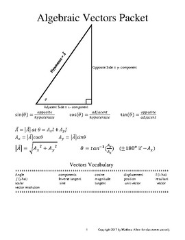 Preview of Algebraic Vectors: a Complete Unit