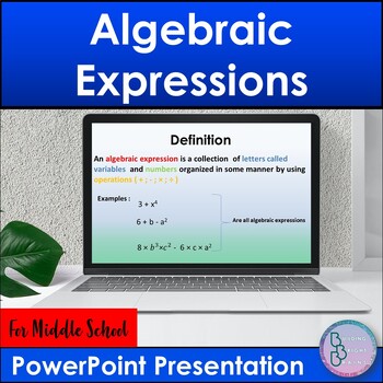 Preview of Algebraic expressions | PowerPoint Presentation Lesson Middle School Algebra
