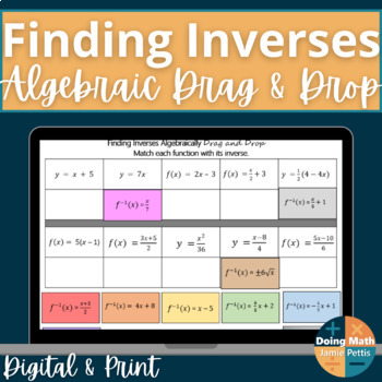 Preview of Algebraically Find Inverses Card Sort