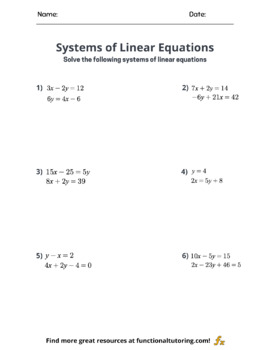Algebraically Solve Systems of Linear Equations by Functional Tutoring