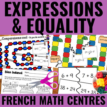 Preview of FRENCH Expressions and Equality Guided Math Centers | Early Algebra