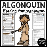 Algonquin Native Americans Reading Comprehension Worksheet