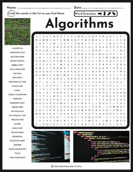 Preview of Algorithms Word Search Puzzle