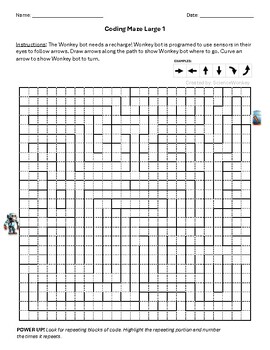 Preview of Algorithms and Sequencing: Wonkey Bot Mazes (Large 1-5)