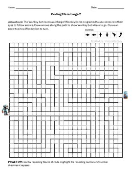 Preview of Algorithms and Sequencing: Wonkey Bot Mazes (Large 2)