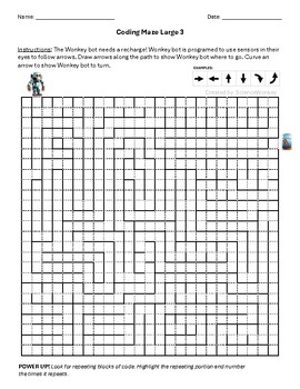 Preview of Algorithms and Sequencing: Wonkey Bot Mazes (Large 3)