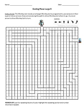 Preview of Algorithms and Sequencing: Wonkey Bot Mazes (Large 5)