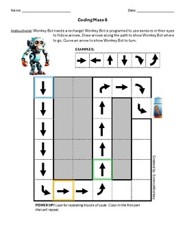 Preview of Algorithms and Sequencing: Wonkey Bot Mazes (Small 6-10)