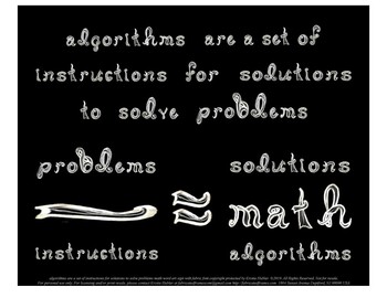 Preview of Algorithms are a set of instructions to solve problems fabric font 8x10 sign pdf