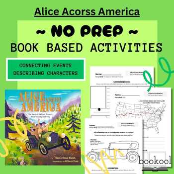 Preview of Alice Across America | Connect Events | Describe Characters | Book Activities
