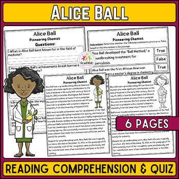 Preview of Alice Ball Nonfiction Passage & Activities for Black History Month and WHM