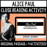 Alice Paul Informational Text Close Reading Activities