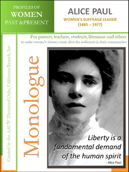 Preview of Women History - Alice Paul - Women's Suffrage Leader (1885 – 1977)