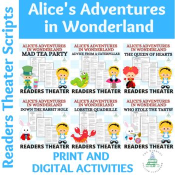 Preview of Alice in Wonderland BUNDLE | Readers Theater Scripts  Print & Digital Activities