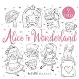 Alice in Wonderland Clip Art, Tea Party Digital Stamps