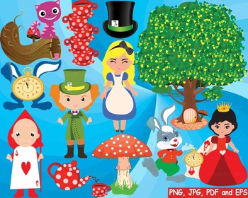 Alice in Wonderland Christmas Clip art Collage sheet Alice -  Portugal