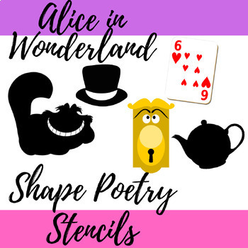 Preview of Alice in Wonderland Shape Poetry Stencils