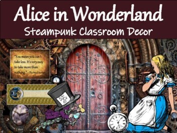 Preview of Alice in Wonderland Steampunk classroom décor