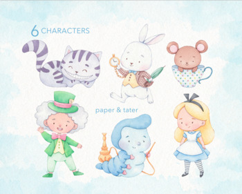 Alice In Wonderland Watercolor Clipart, Tea Party PNG – MasterBundles