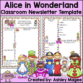 Alice in Wonderland and Friends Editable Classroom Newslet